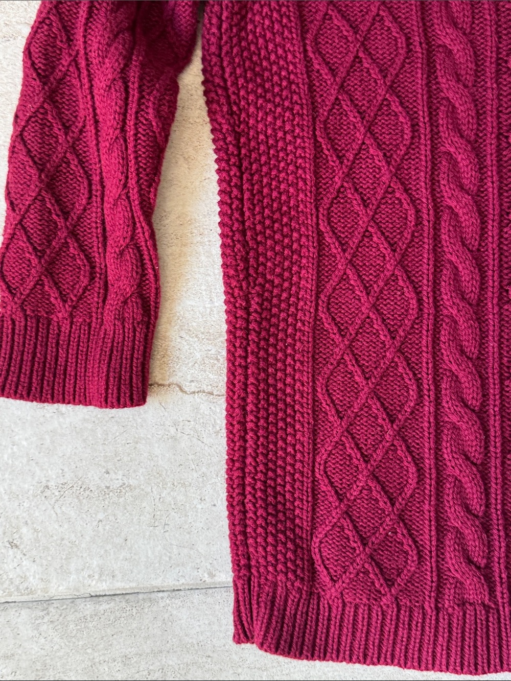 Talbots Cable-Knit Crewneck Sweater - Raspberry - Picture 3 of 5